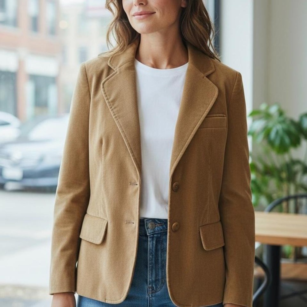 Juli de Roma Kajjmir Finest man-made cashmere coat in a camel S/M. Union Made.